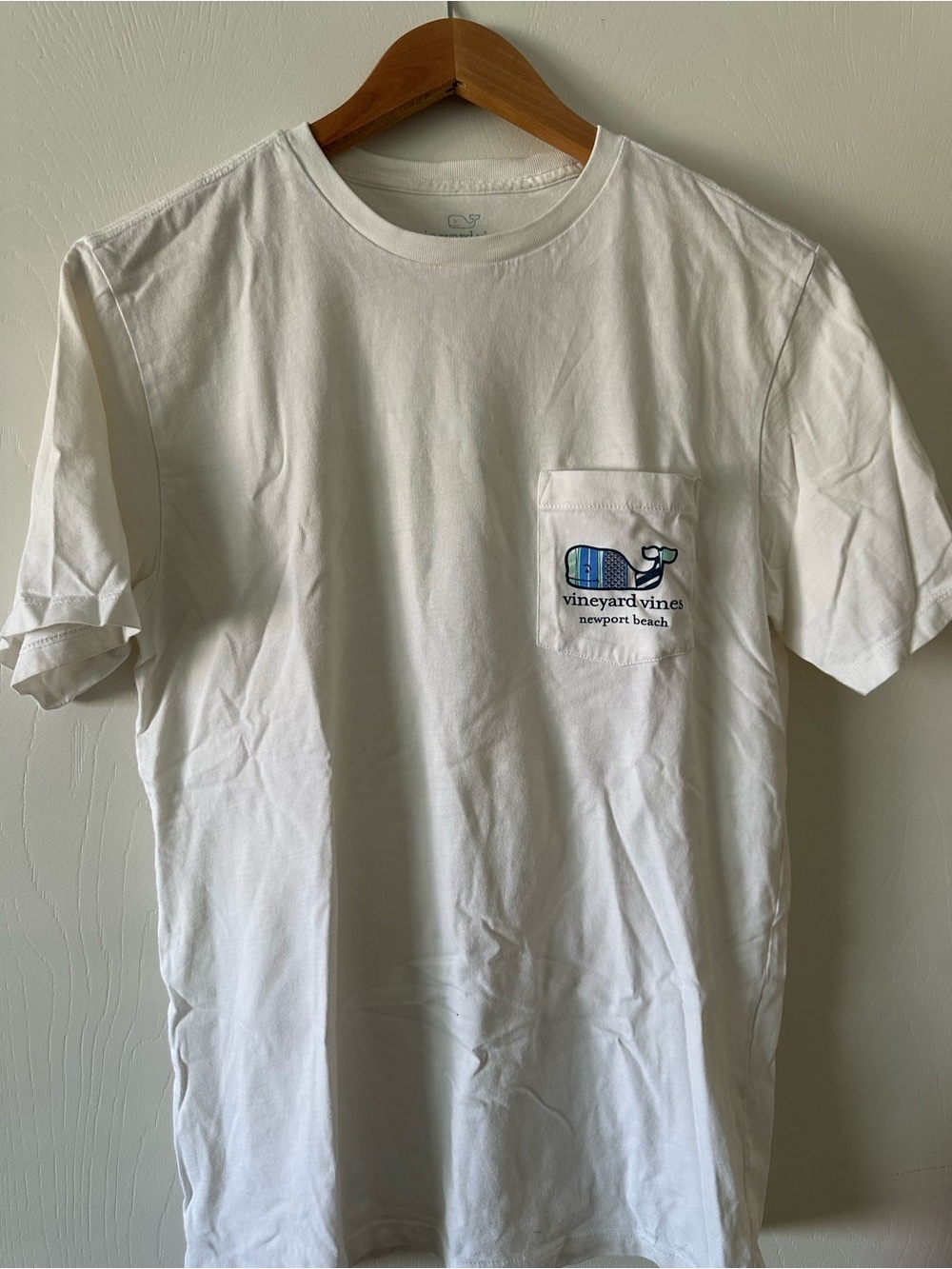 Vineyard Vines White Short Sleeve Pocket Tee with Blue Logo